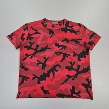 Valentino Mens T Shirt Red XL Camo Cotton Tee Army Short Sleeves