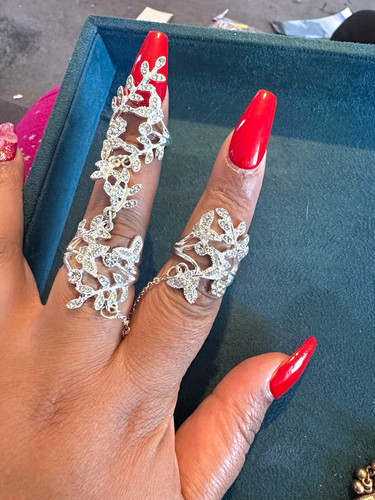 Silver leaf full finger - silver,
