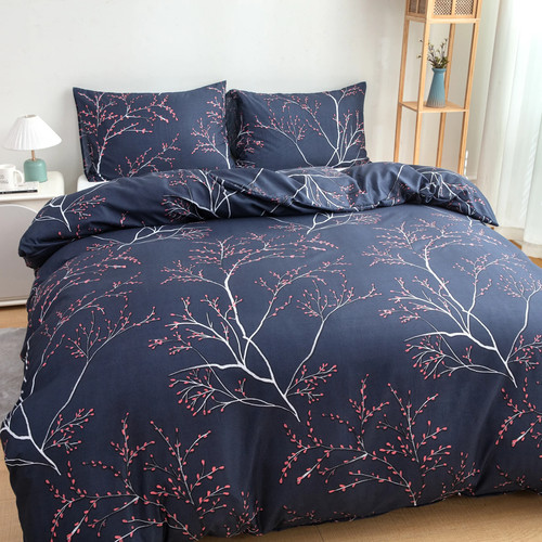 Navy blue floral - blue,