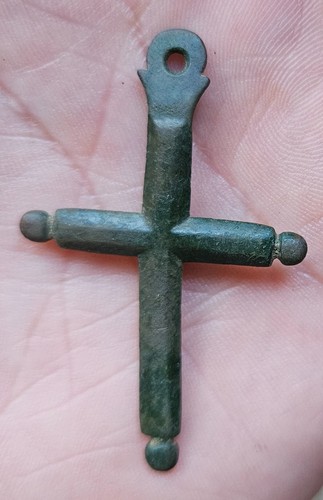 Medieval bronze cross pendant - medieval,