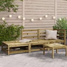 Garden Sofa 70x70x67cm Solid Pine Wood Natural Impregnated Corner 2-Seater Set!