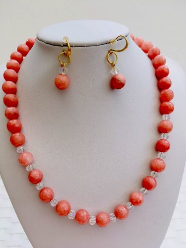 Pinkish coral natural faceted - natural,