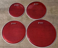 Bonham DRUMHEADS HYD RED Clear 10 12 13 14 Tom Batter HEADS 2 Ply New UK Brand 