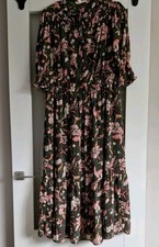 Beautiful M&S PER UNA Rich Green  Boho Tea Party  Long  Occasion  Dress Size 16