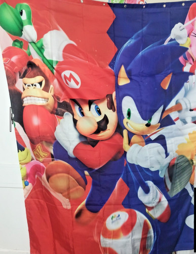 Mario sonic shower curtain - vs,