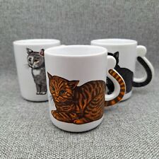 Set Of Three - Cat Tail Mugs -