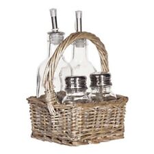 Condiment Set Table Caddy including Wicker Basket,  4 Piece