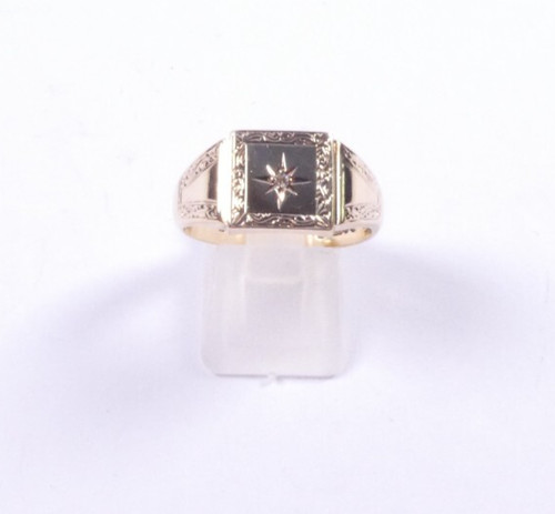 Gents yellow gold ring - gold,