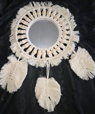Boho Fringe We Hanging Macrame Mirror Wall Decor Woven Tapestry Decorate Tassel