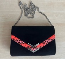 Carvela Kurt Geiger Black Clutch/Bag Coral Crocodile Print Detail & Chain Strap
