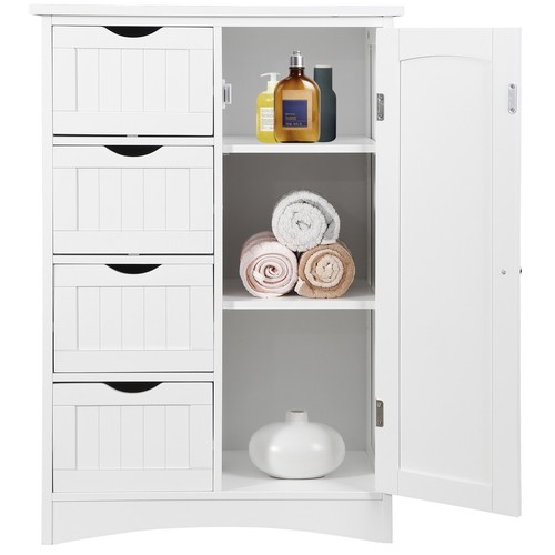 White bathroom linen cabinet - bathroom,