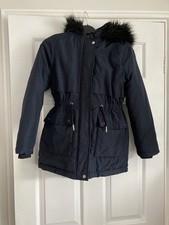 Girl’s Navy Warm Coat- 9-10 Years- School- Autumn/Winter