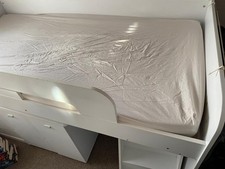 White High Sleeper Bed With Desk And Drawer