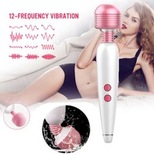 12 Speed Magic Vibrating Wand Full Body Massager USB Rechargeable Waterproof UK