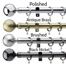 Metal Curtain Poles Pole Rail Track 28mm Diameter Athena
