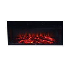 30/34 inch White Wood Mantel LED Flame Electric Fire Inset Fireplace Living Room