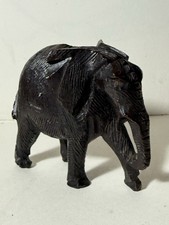 Hand Carved Wooden Elephant Figurine – Rustic Tribal Folk Art Ornament