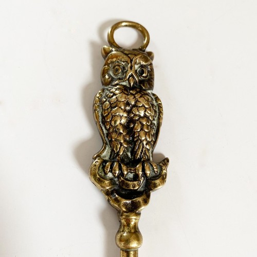 Owl solid brass fire poker - owl,