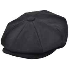 Black 8 Panel Woolmix Peaky Blinders  Newsboy  Bakerboy Plain Flat Cap 52 -61cm