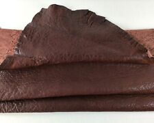 Brown veg tan full grain goatskin leather hide in vintage soft elephante texture