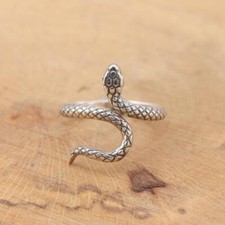 Snake Design Plain 925 Sterling Silver Ring Jewellery Slightly Adjustable N2