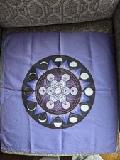 Altar cloth, Pagan, Celtic. Cotton. Moon cycles. Sacred geometry .50 cm x  50 cm