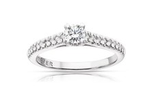 Diamond Solitaire Ring. Forever Diamond Platinum 0.40ct Total Diamond