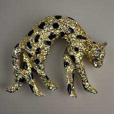 Vintage Enamel Leopard Brooch