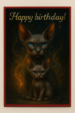 Sphynx Cat Birthday Card A5 -