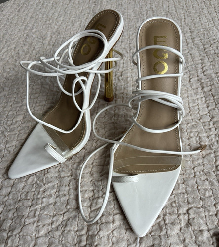 Ego white lace - pointed, toe