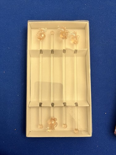 Glass elephant drink stirrers - glass,