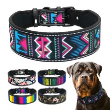 4/5cm Wide Dog Collar Colorful Flower for Medium Large Dogs Bulldog Rottweiler