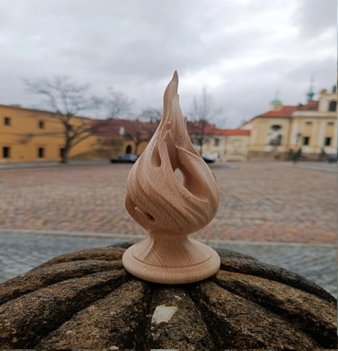 Fire flame wooden finial - ,, oak