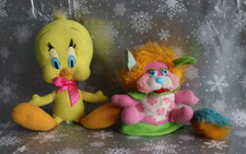 Popple Lion. Tweetie Pie. Plush Toys. Vintage/Retro 80's Toys.