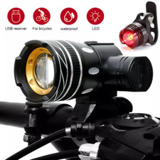 Rechargeable LED Mountain Bike Lights 50000LM Bicycle Torch Front +Rear Lamp Set