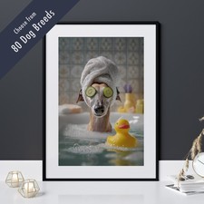 Funny Dog in Bath Print –