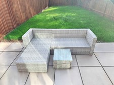 Natural Rattan Effect Garden Corner Sofa Set Hand Woven Alexandria - New Boxed