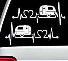 Teardrop Happy Camper Travel Trailer Heartbeat Lifeline Decal Sticker Set F1026a