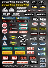 KIT STICKERS A3 ADESIVI KIT SPONSOR TECNICI MOTO CROSS MX QUAD DUNLOP AKRAPOVIC