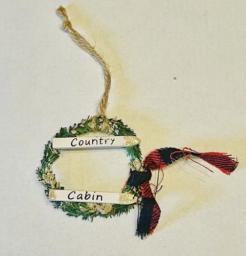 Country cabin wreath ornament - cabin,