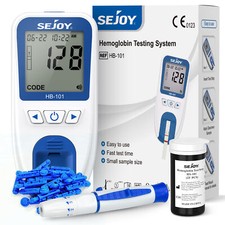 SEJOY Anaemia Iron Deficiency Hemoglobin Blood Meter Test Kit W/ 25 Test Strips
