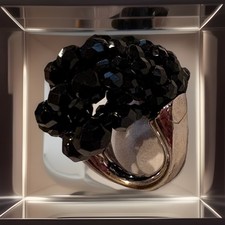 YSL Black Crystal Cluster Ring