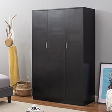 3 Door Triple Wardrobe Bedroom Clothes Cupboard with Storage Shelves Hanging Rod