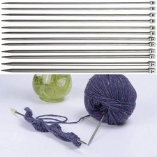 22PCS Knitting Needles Set 2-8mm - 35cm Stainless Steel Single Pointed