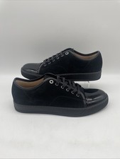 Lanvin Paris Men’s Low Trainers Sneakers Suede Patent Toe Black UK 9 EU 43 New