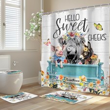 4Pcs Highland Cow Farm Shower