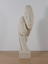 Devotion Cycladic Idol Love Between Couple Statue Marble Handmade Sculpture