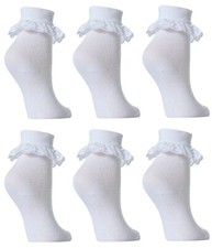 6 X Pairs Girls Frilly Lace