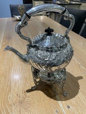 Victorian/Edwardian Silver/Silver Plated  complete Antique Teapot & Burner.