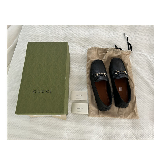 Gucci black leather slip - gucci, slip-on